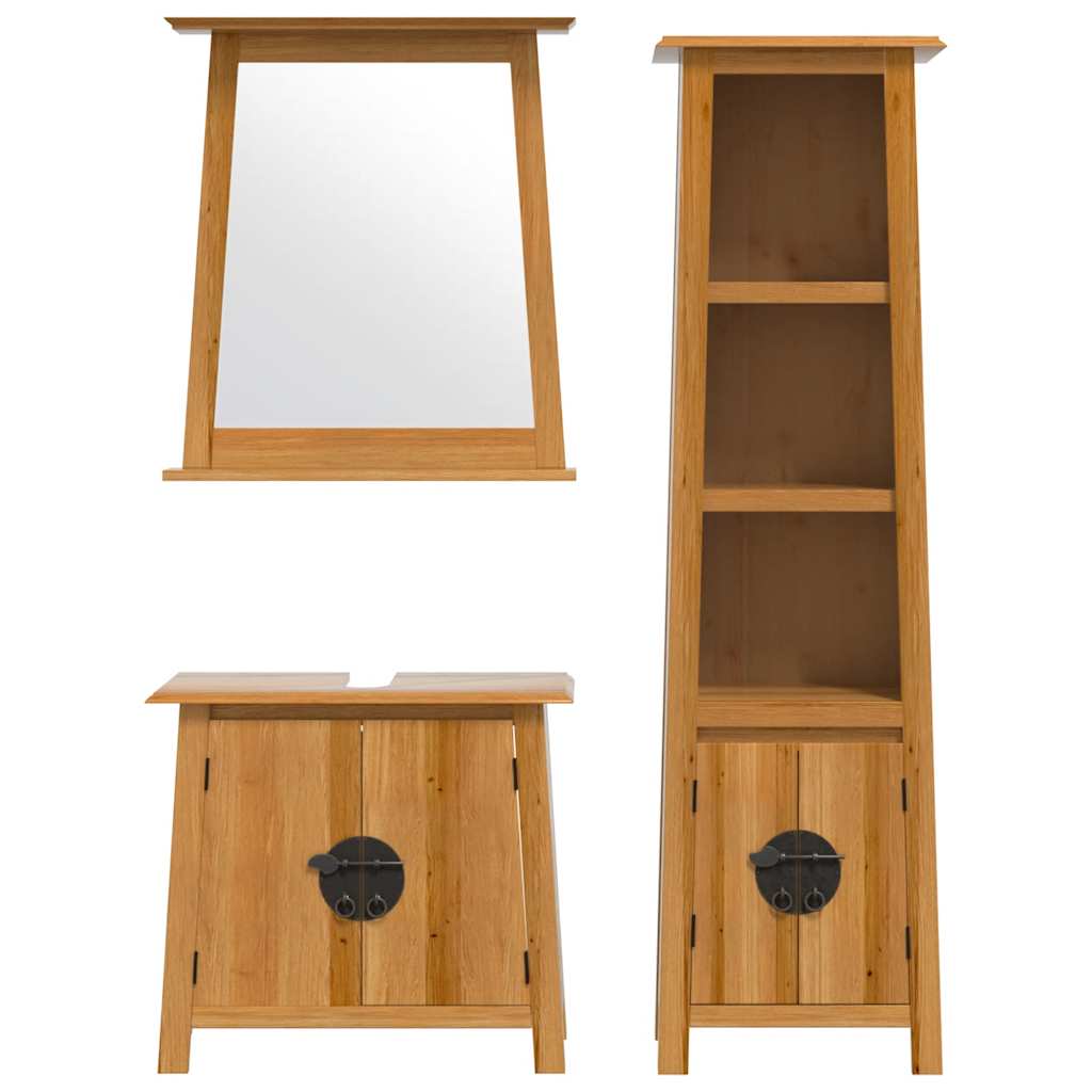 vidaXL 3 Piece Bathroom Furniture Set Solid Wood Pine 4