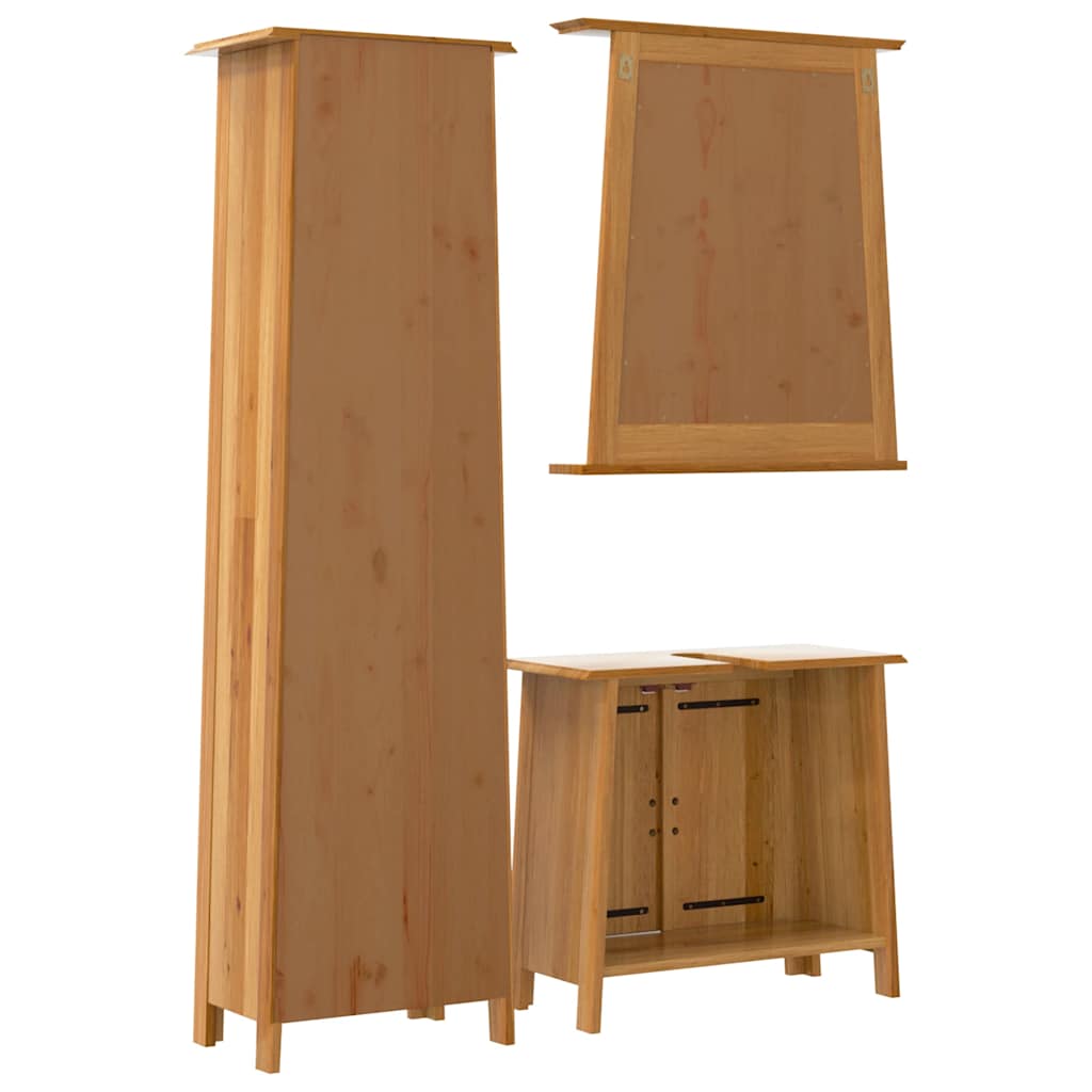 vidaXL 3 Piece Bathroom Furniture Set Solid Wood Pine 5