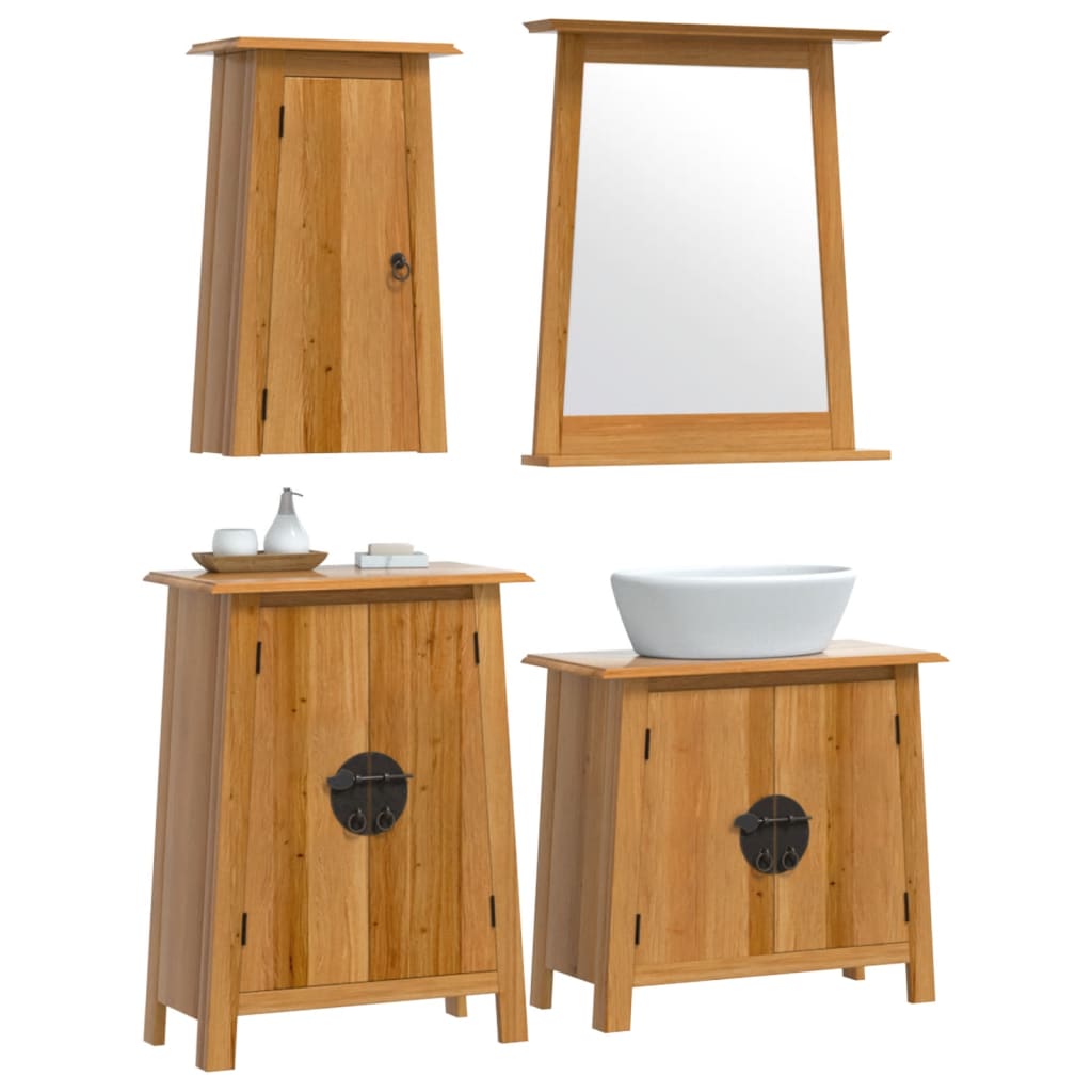 vidaXL 4 Piece Bathroom Furniture Set Solid Wood Pine 3