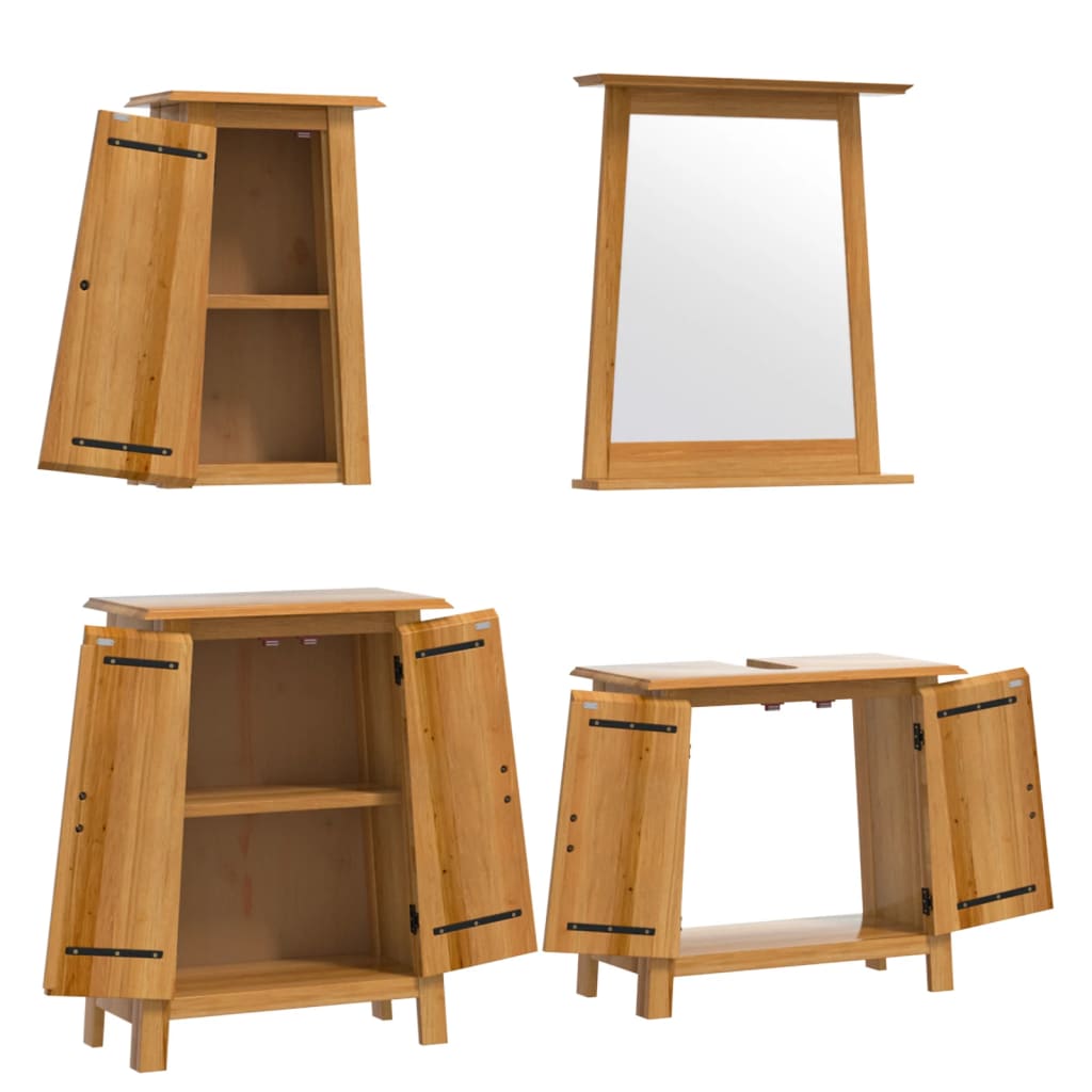 vidaXL 4 Piece Bathroom Furniture Set Solid Wood Pine 4
