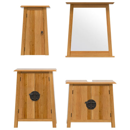 vidaXL 4 Piece Bathroom Furniture Set Solid Wood Pine 5