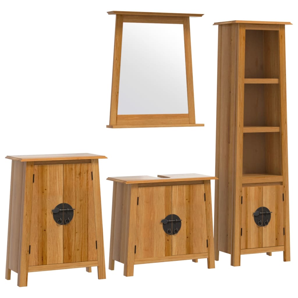 vidaXL 4 Piece Bathroom Furniture Set Solid Wood Pine 2