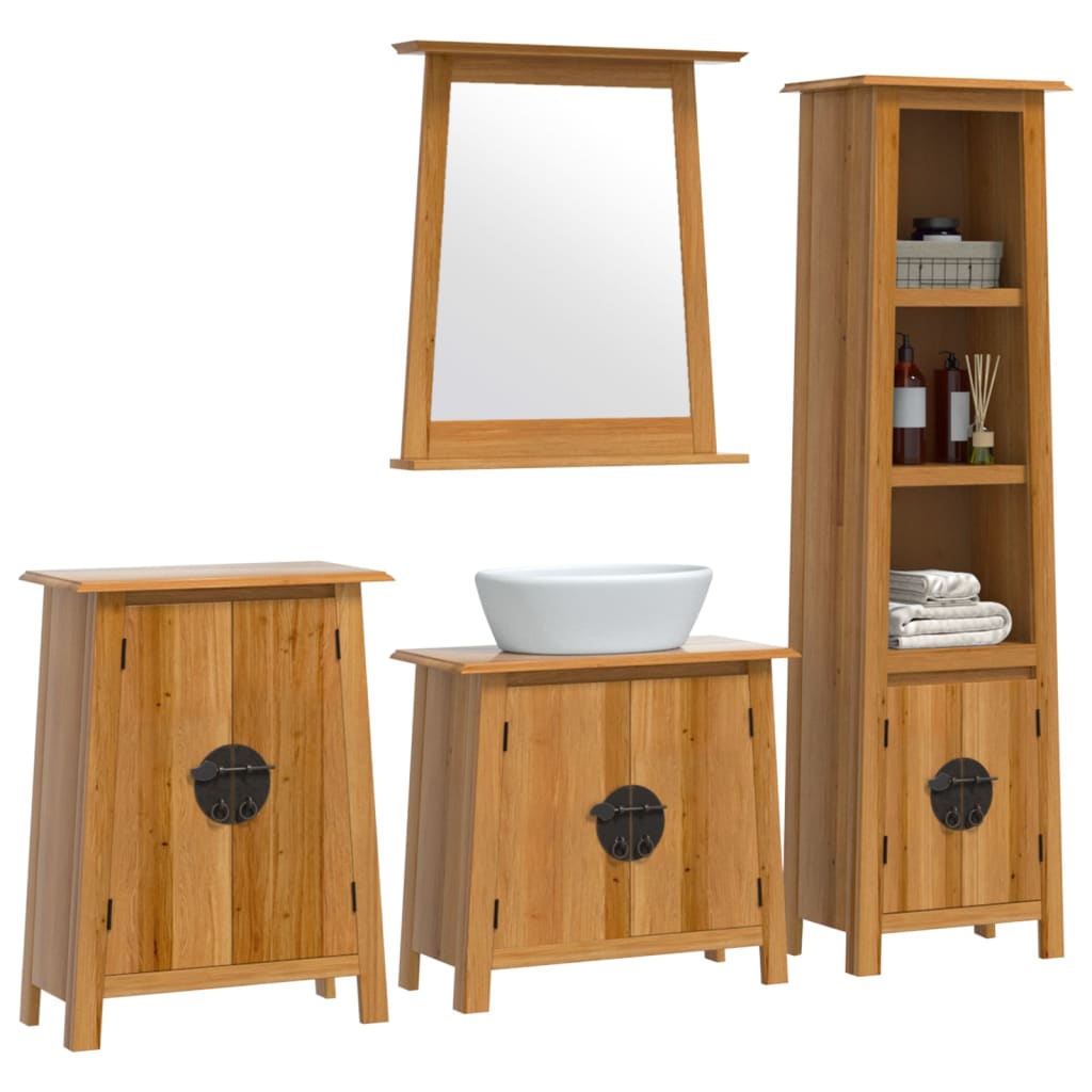 vidaXL 4 Piece Bathroom Furniture Set Solid Wood Pine 3