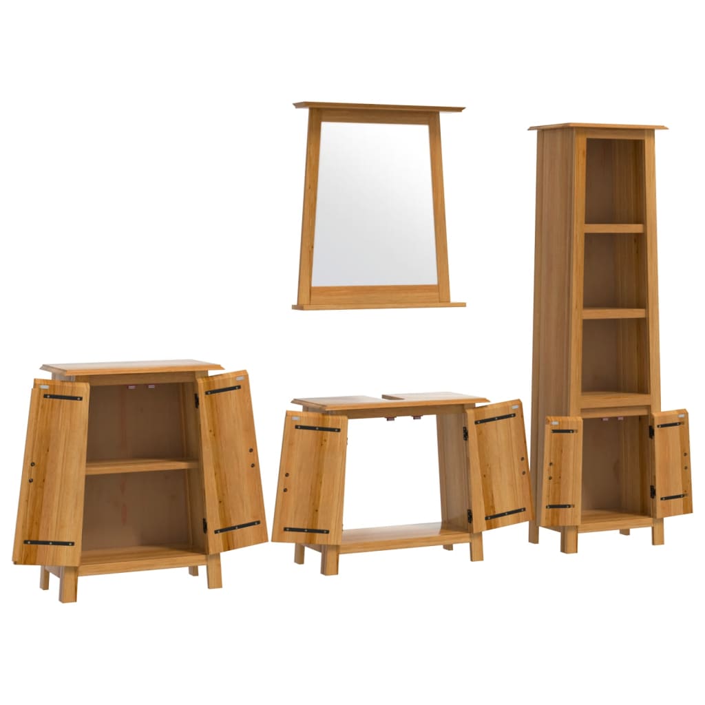 vidaXL 4 Piece Bathroom Furniture Set Solid Wood Pine 4