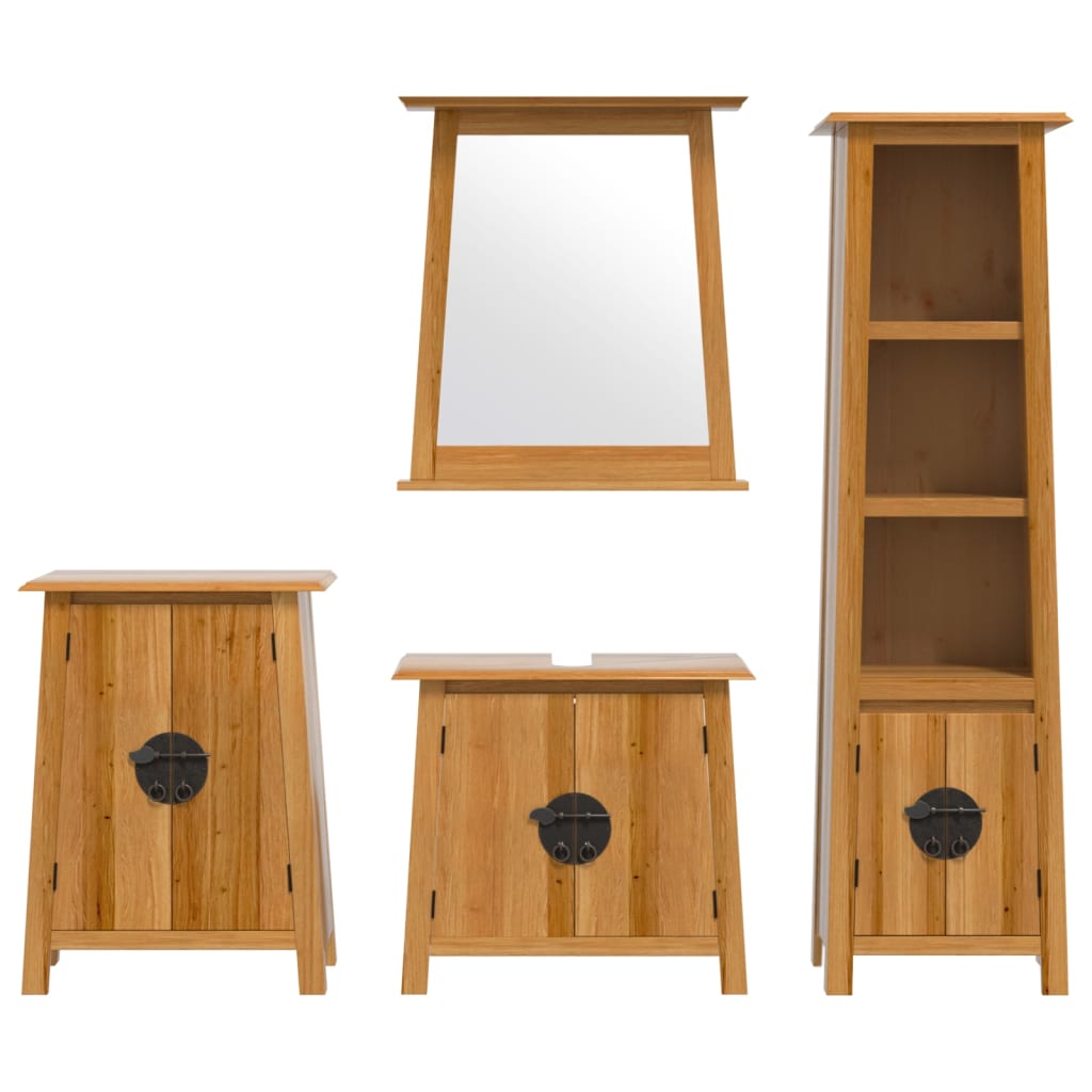 vidaXL 4 Piece Bathroom Furniture Set Solid Wood Pine 5