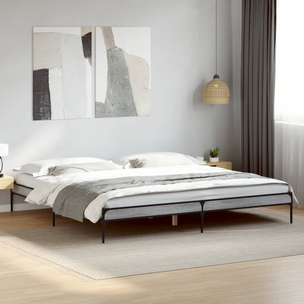 Bed Frame without Mattress Height 30 cm Length 200 cm Grey Sonoma 200 cm