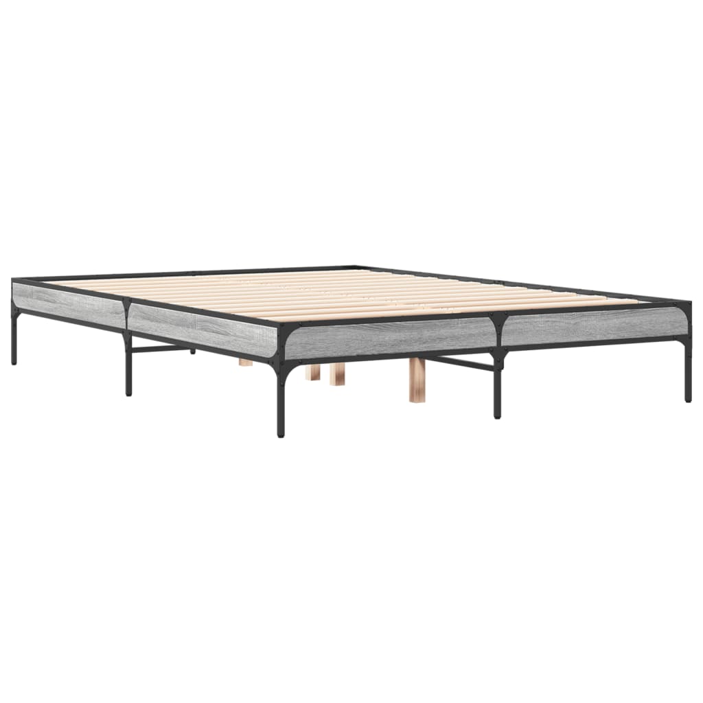 Bed Frame without Mattress Height 30 cm Length 200 cm Grey Sonoma 120 cm