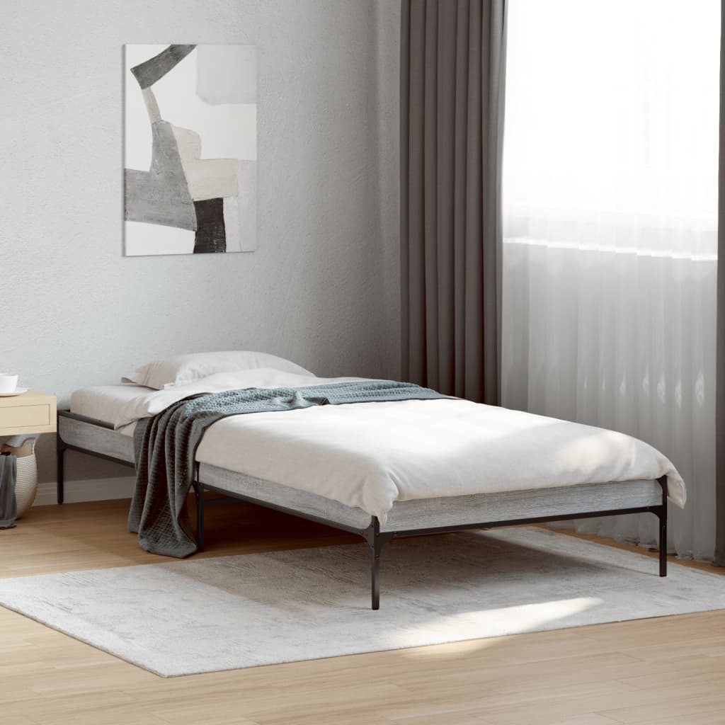 Bed Frame without Mattress Height 30 cm Length 200 cm Grey Sonoma 90 cm