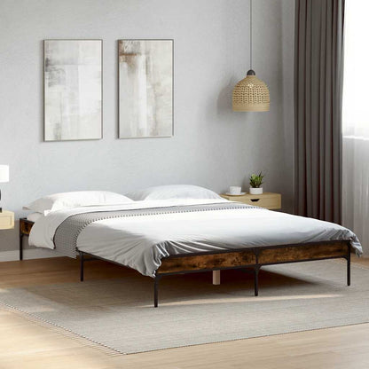 Bed Frame without Mattress Height 30 cm Length 190 cm Smoked Oak 135 cm