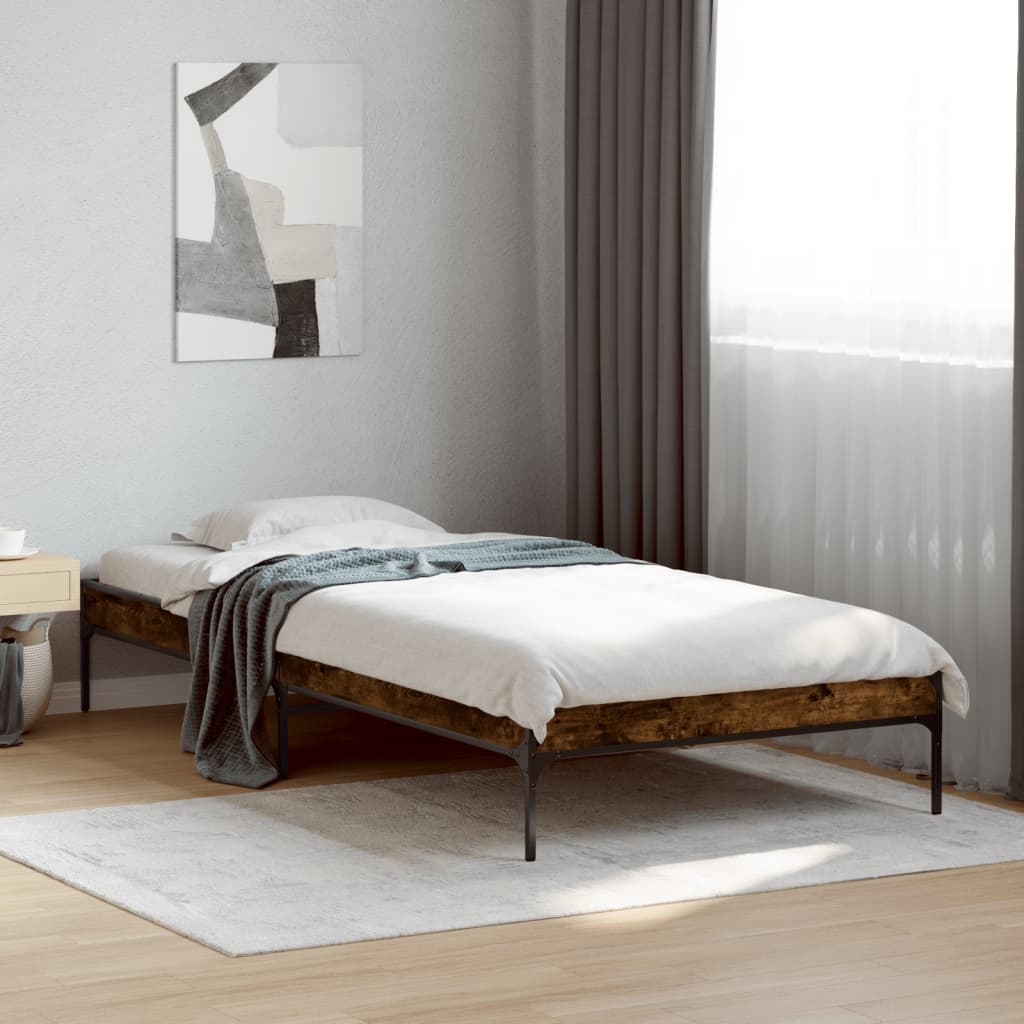 Bed Frame without Mattress Height 30 cm Length 190 cm Smoked Oak 90 cm