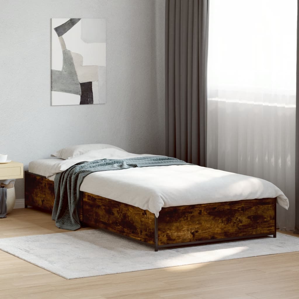 Bed Frame without Mattress Height 29 cm Length 190 cm Smoked oak 75 cm
