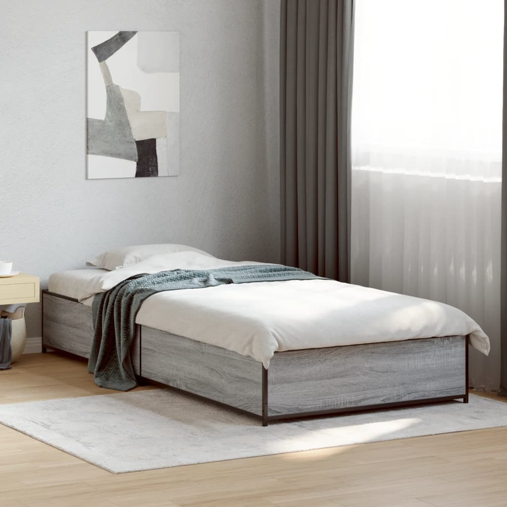 Bed Frame without Mattress Height 29 cm Length 190 cm Grey sonoma 75 cm