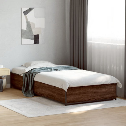 Bed Frame without Mattress Height 29 cm Length 190 cm Brown oak 75 cm