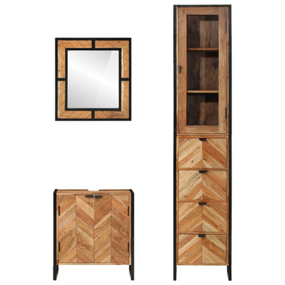 vidaXL 3 Piece Bathroom Furniture Set Iron and Solid Wood Acacia 3