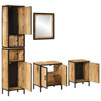 vidaXL 4 Piece Bathroom Furniture Set Iron and Solid Wood Mango 2