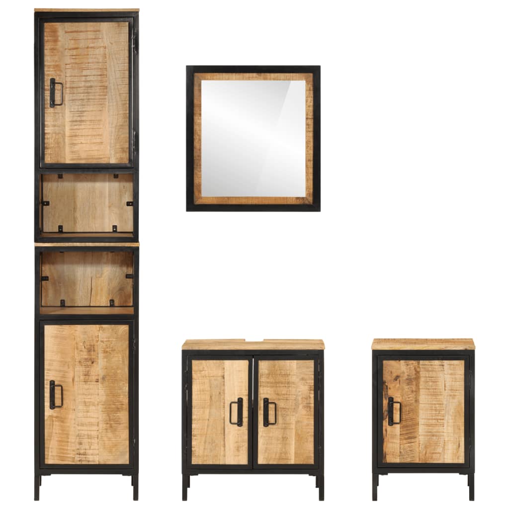 vidaXL 4 Piece Bathroom Furniture Set Iron and Solid Wood Mango 3