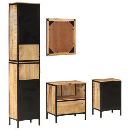 vidaXL 4 Piece Bathroom Furniture Set Iron and Solid Wood Mango 4