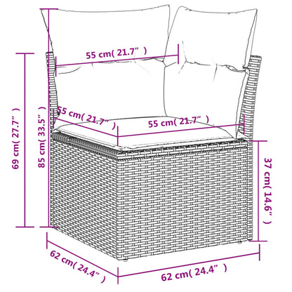 10 Piece Garden Sofa Set with Cushions Grey Poly Rattan