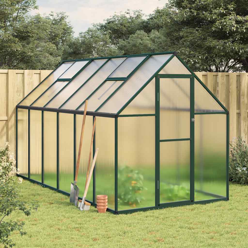 vidaXL Greenhouse with Base Frame Green 334x169x195 cm Aluminium 1