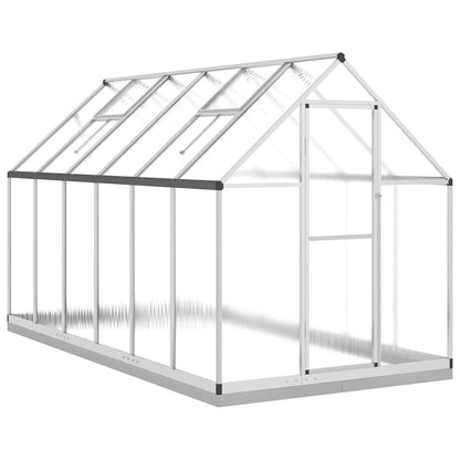Greenhouse with Base Frame Aluminium Silver 334 cm 202 cm