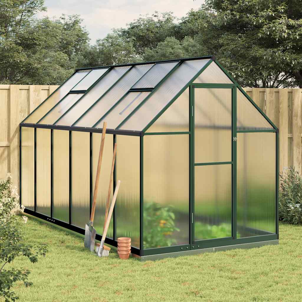 Greenhouse with Base Frame Aluminium Green 334 cm 202 cm
