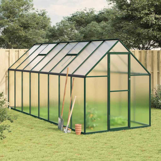 vidaXL Greenhouse with Base Frame Green 445x169x195 cm Aluminium 1