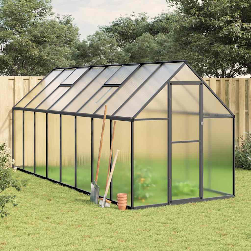 vidaXL Greenhouse with Base Frame Anthracite 445x169x195 cm Aluminium 1