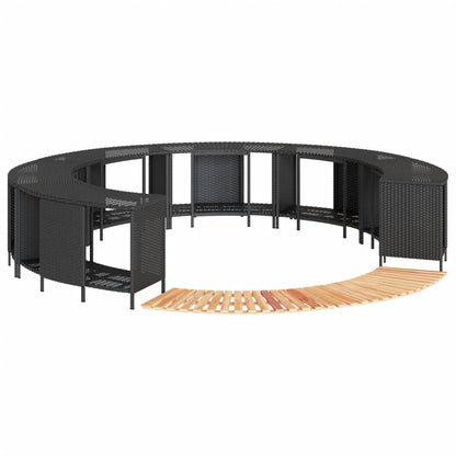 vidaXL Hot Tub Surround Black Poly Rattan and Solid Wood Acacia 1