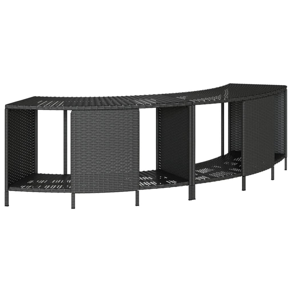vidaXL Hot Tub Surround Black Poly Rattan and Solid Wood Acacia 4