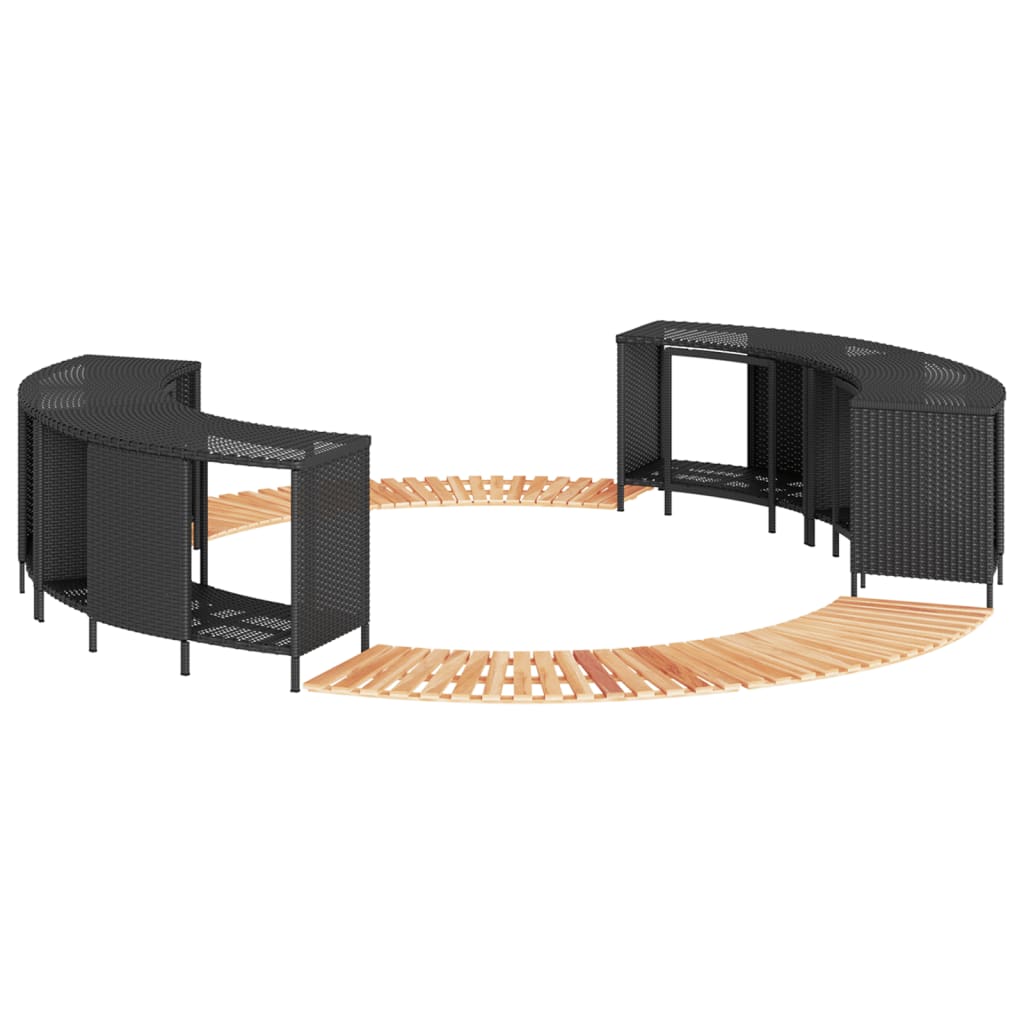 vidaXL Hot Tub Surround Black Poly Rattan and Solid Wood Acacia 1