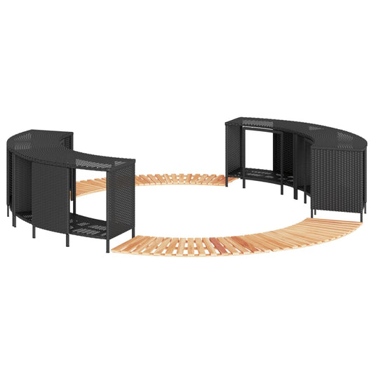 vidaXL Hot Tub Surround Black Poly Rattan and Solid Wood Acacia 1
