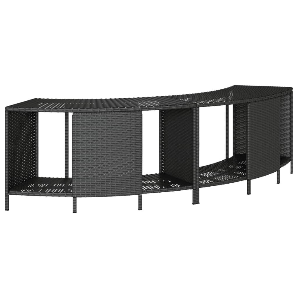 vidaXL Hot Tub Surround Black Poly Rattan and Solid Wood Acacia 4