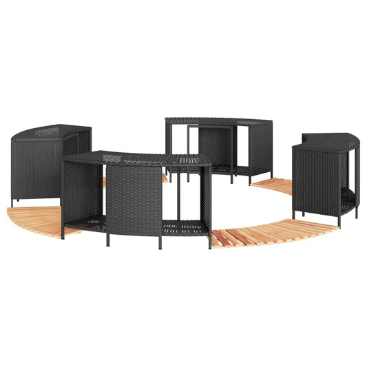 vidaXL Hot Tub Surround Black Poly Rattan and Solid Wood Acacia 1