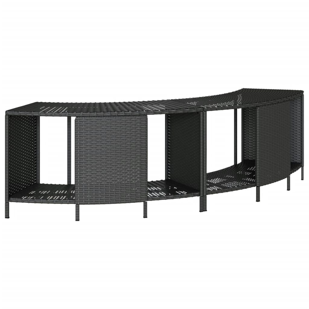 vidaXL Hot Tub Surround Black Poly Rattan and Solid Wood Acacia 4