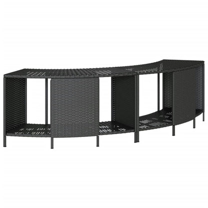 vidaXL Hot Tub Surround Black Poly Rattan and Solid Wood Acacia 4