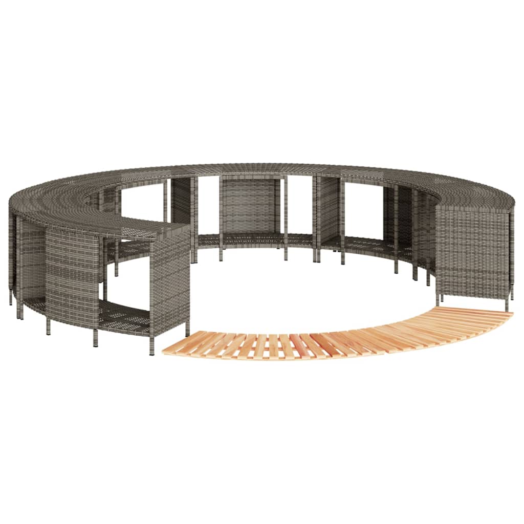 vidaXL Hot Tub Surround Grey Poly Rattan and Solid Wood Acacia 1