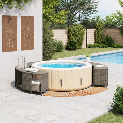 vidaXL Hot Tub Surround Grey Poly Rattan and Solid Wood Acacia 2