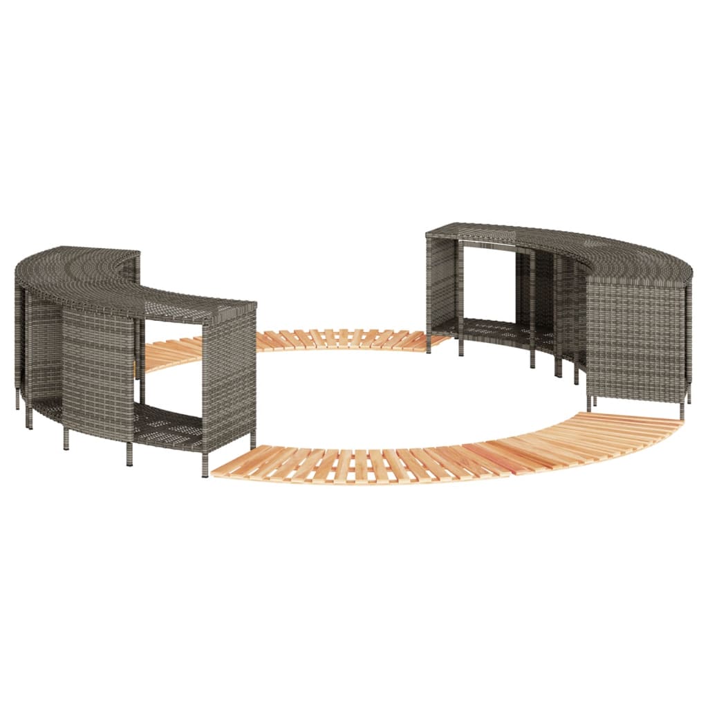 vidaXL Hot Tub Surround Grey Poly Rattan and Solid Wood Acacia 1