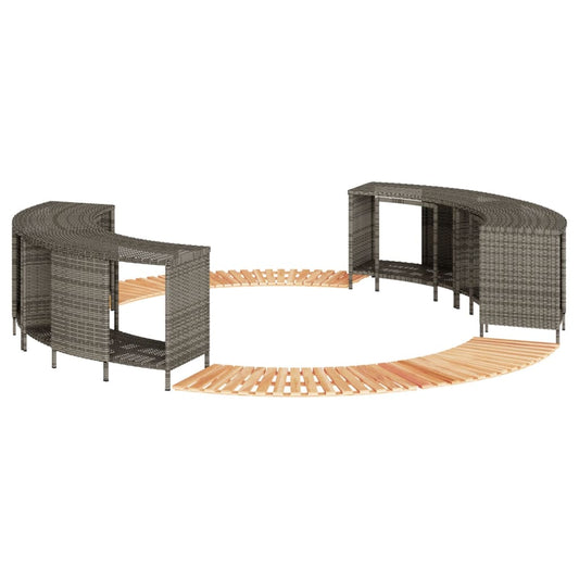 vidaXL Hot Tub Surround Grey Poly Rattan and Solid Wood Acacia 1