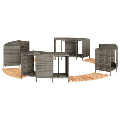 vidaXL Hot Tub Surround Grey Poly Rattan and Solid Wood Acacia 1