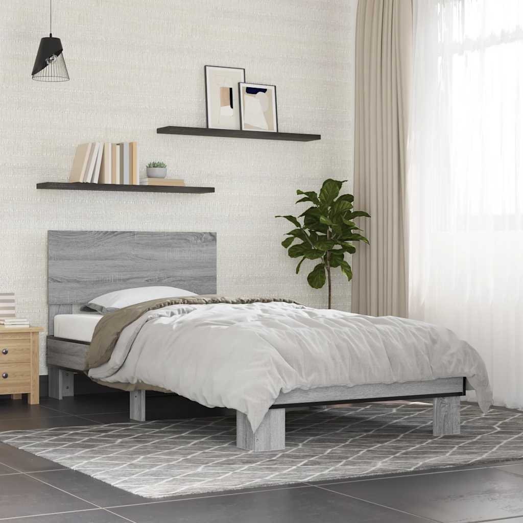 Bed Frame without Mattress Length 190 cm Grey sonoma 75 cm