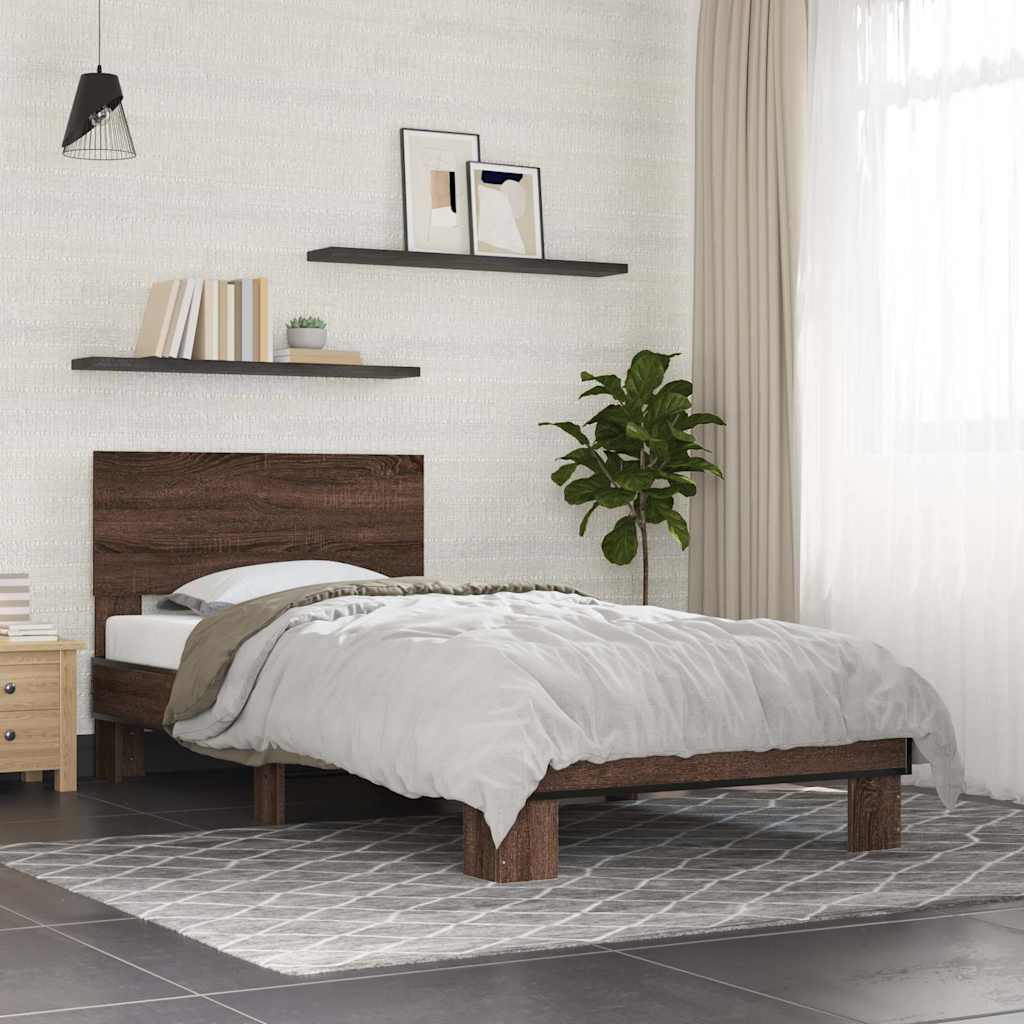 Bed Frame without Mattress Length 190 cm Brown oak 90 cm