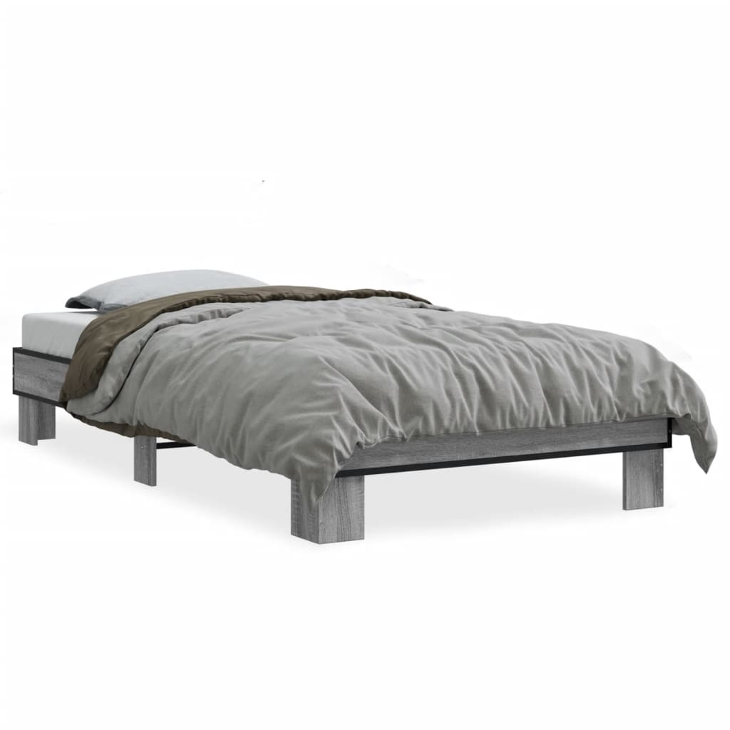 Bed Frame without Mattress 100x200 cm Grey sonoma