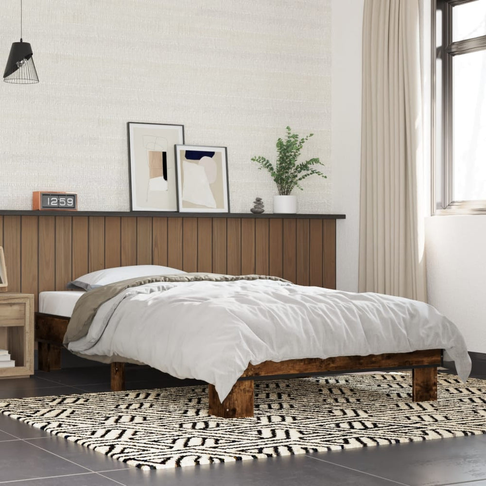 vidaXL Bed Frame without Mattress Length 190 cm Smoked Oak