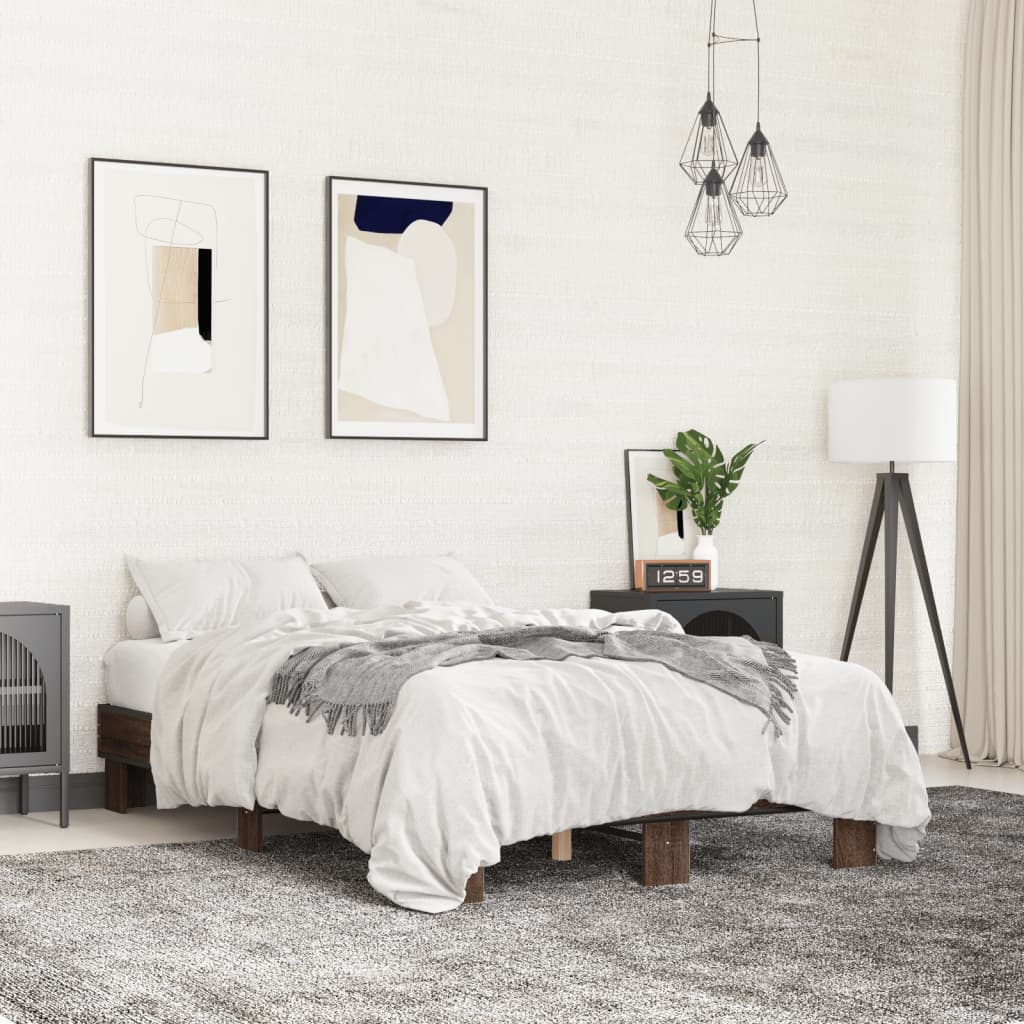 Bed Frame without Mattress Length 190 cm Brown Oak 140 cm