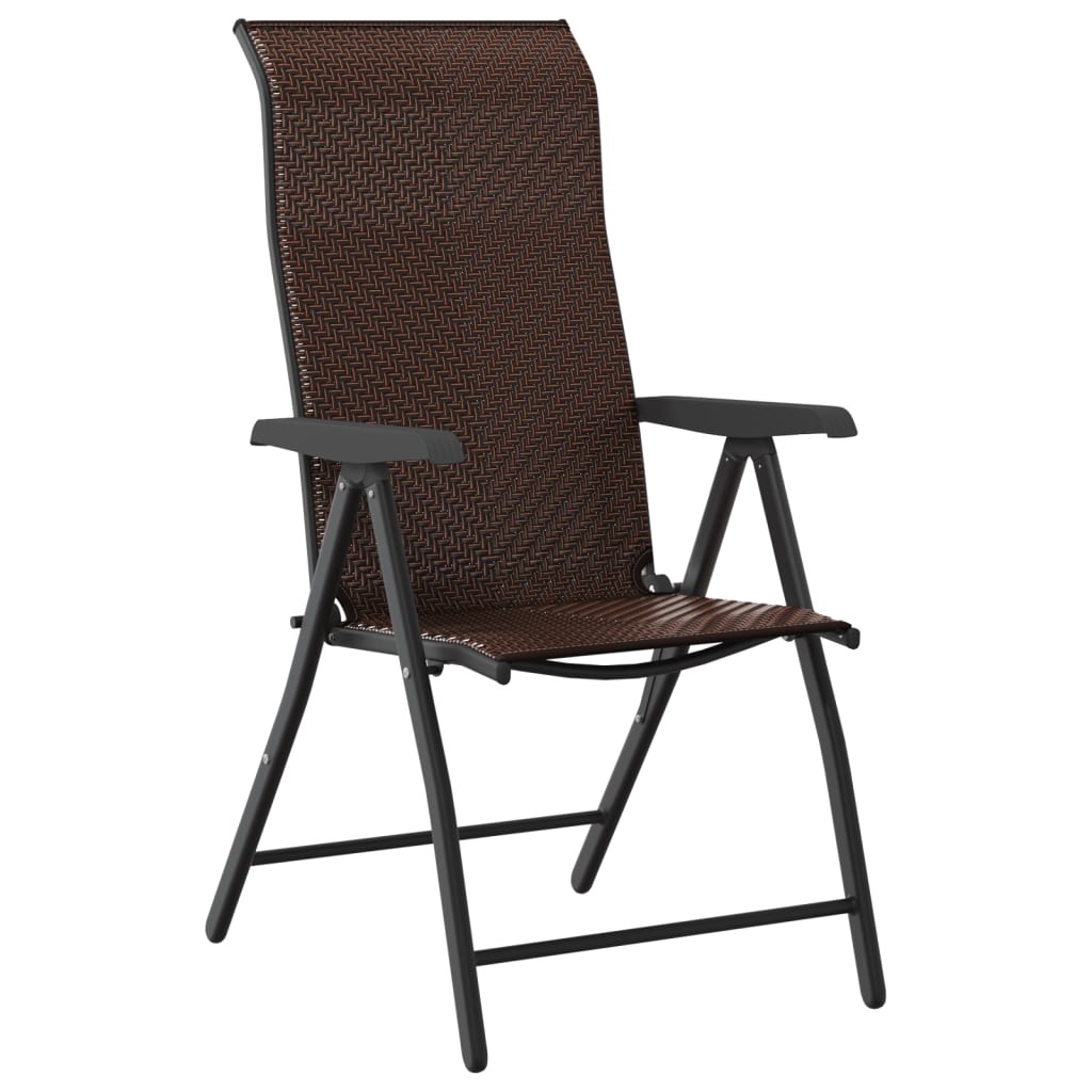 vidaXL Folding Chairs 8 pcs Brown Poly Rattan 4