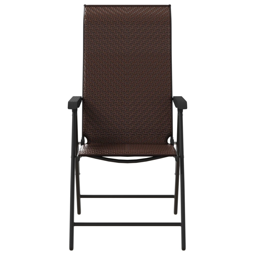vidaXL Folding Chairs 8 pcs Brown Poly Rattan 5
