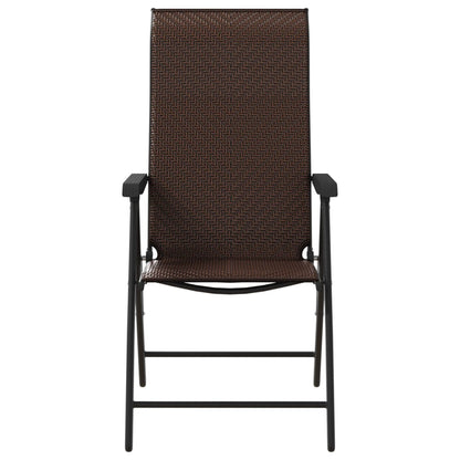 vidaXL Folding Chairs 8 pcs Brown Poly Rattan 5