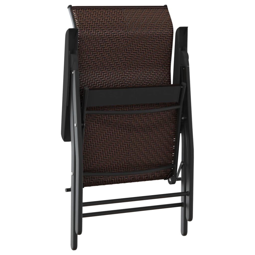 vidaXL Folding Chairs 8 pcs Brown Poly Rattan 6