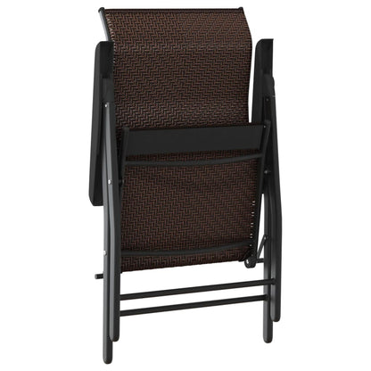 vidaXL Folding Chairs 8 pcs Brown Poly Rattan 6